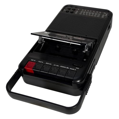 QFX Solar Rechargeable Shoebox Cassette Tape Player Recorder, RETRO-38BT